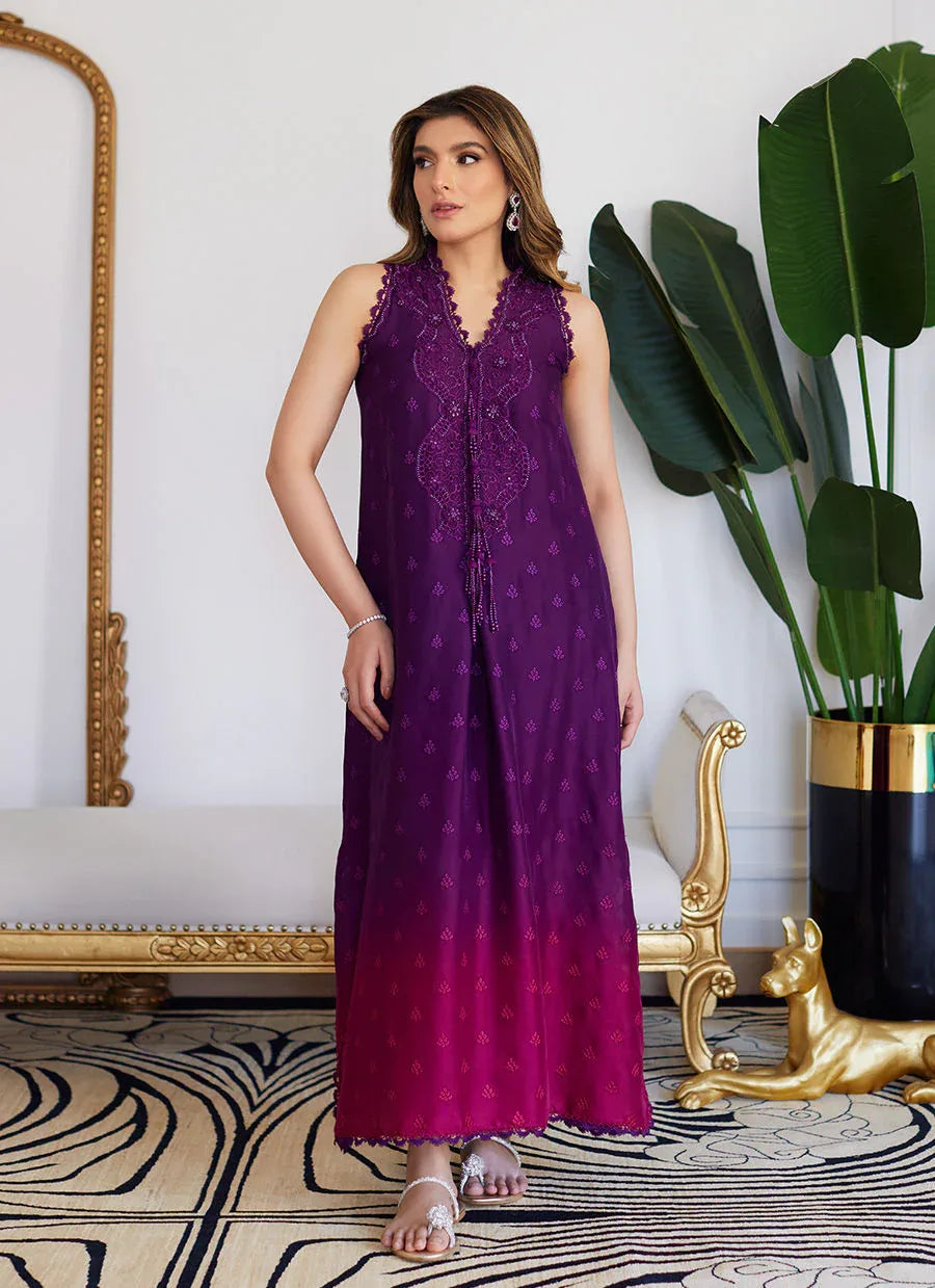 Farah Talib Aziz | Luna Eid Collection 24 | VIOLETTE WILD BERRY OMBRE - Rang-e-Khaas