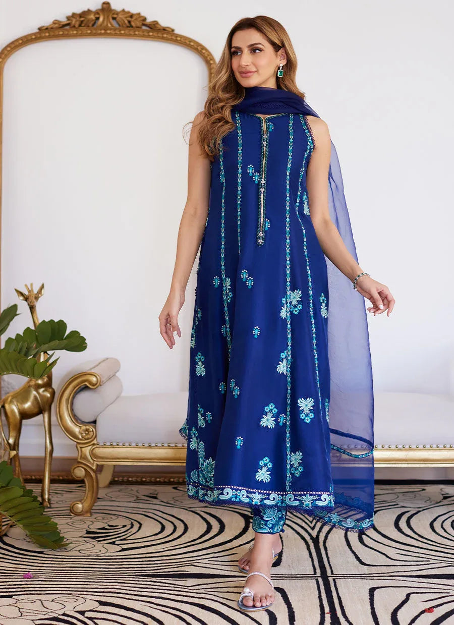 Farah Talib Aziz | Luna Eid Collection 24 | ELSYEE ROYAL BLUE - Rang-e-Khaas