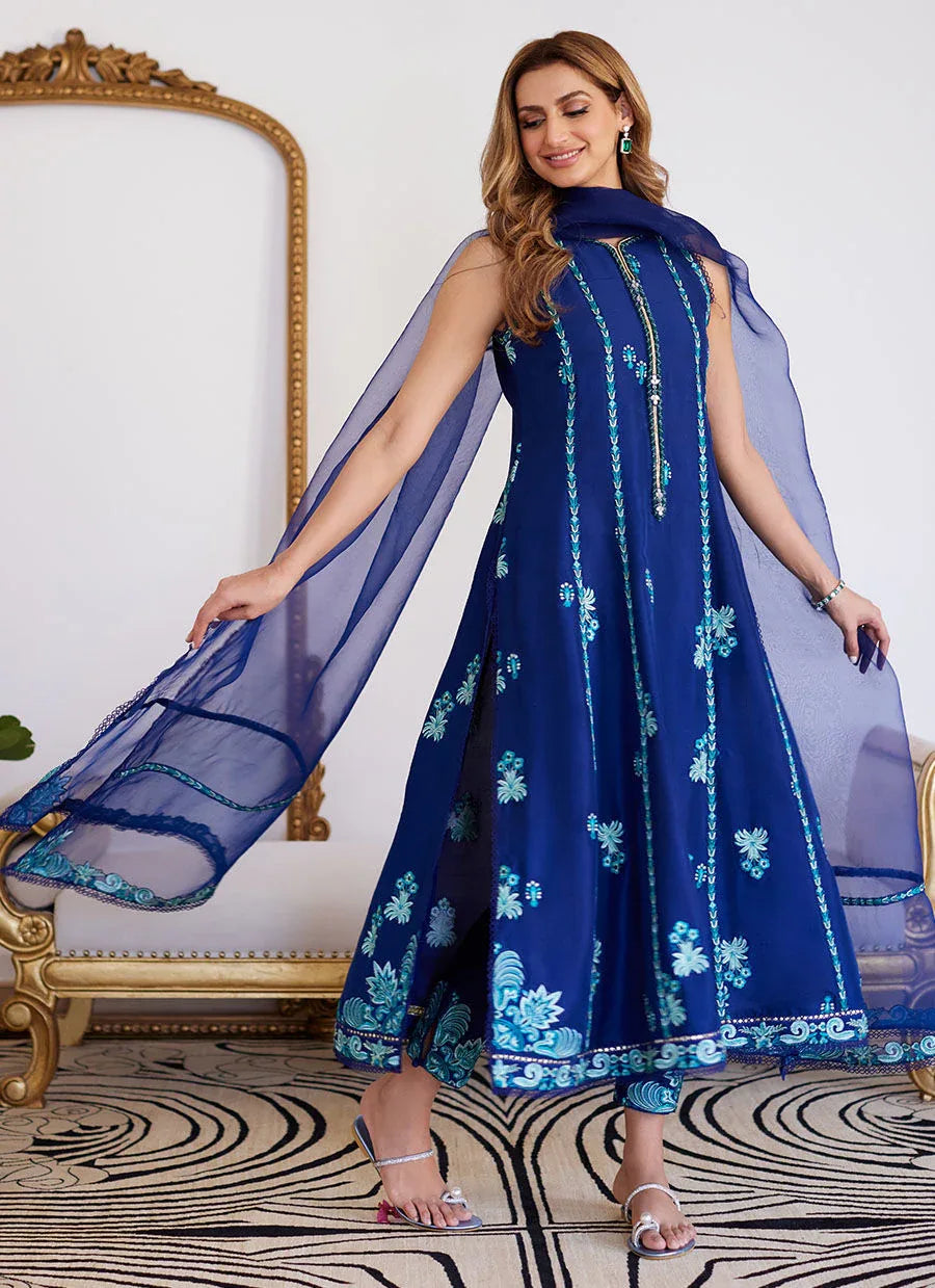 Farah Talib Aziz | Luna Eid Collection 24 | ELSYEE ROYAL BLUE - Rang-e-Khaas