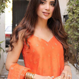 Farah Talib Aziz | Designer Picks 24 | AMREN TANGERINE SHIRT AND DUPATTA