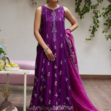 Farah Talib Aziz | Designer Picks 24 | IRINA PLUM EMBROIDERED RAW SILK SHIRT WITH DUPATTA