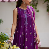 Farah Talib Aziz | Designer Picks 24 | IRINA PLUM EMBROIDERED RAW SILK SHIRT WITH DUPATTA