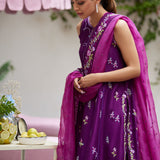 Farah Talib Aziz | Designer Picks 24 | IRINA PLUM EMBROIDERED RAW SILK SHIRT WITH DUPATTA