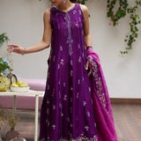 Farah Talib Aziz | Designer Picks 24 | IRINA PLUM EMBROIDERED RAW SILK SHIRT WITH DUPATTA
