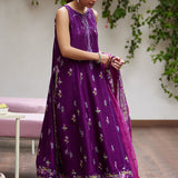 Farah Talib Aziz | Designer Picks 24 | IRINA PLUM EMBROIDERED RAW SILK SHIRT WITH DUPATTA