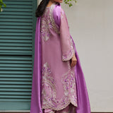 Farah Talib Aziz | Designer Picks 24 | IVAN MAUVE EMBROIDERED COTTON NET SHIRT WITH MEDIUM SILK DUPATTA