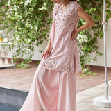 Farah Talib Aziz | Designer Picks 24 | KARINA BLUSH SCHIFFLI RAW SILK SHIRT WITH PRE-DRAPED DUPATTA