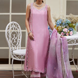 Farah Talib Aziz | Designer Picks 24 | NINEL LILAC EMBELLISHED RAW SILK SHIRT WITH PRINTED ORGANZA DUPATTA