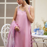 Farah Talib Aziz | Designer Picks 24 | NINEL LILAC EMBELLISHED RAW SILK SHIRT WITH PRINTED ORGANZA DUPATTA