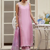 Farah Talib Aziz | Designer Picks 24 | NINEL LILAC EMBELLISHED RAW SILK SHIRT WITH PRINTED ORGANZA DUPATTA