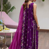 Farah Talib Aziz | Designer Picks 24 | IRINA PLUM EMBROIDERED RAW SILK SHIRT WITH DUPATTA