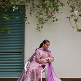 Farah Talib Aziz | Designer Picks 24 | IVAN MAUVE EMBROIDERED COTTON NET SHIRT WITH MEDIUM SILK DUPATTA