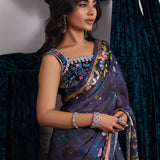 Farah Talib Aziz | Velvets The After Party | ALIXIA CHARMEUSE SAREE WITH VELVET BLOUSE