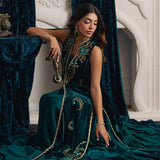 Farah Talib Aziz | Velvets The After Party | ORMAIE EMERALD SHIRT AND PANELLED DRESS JACKET