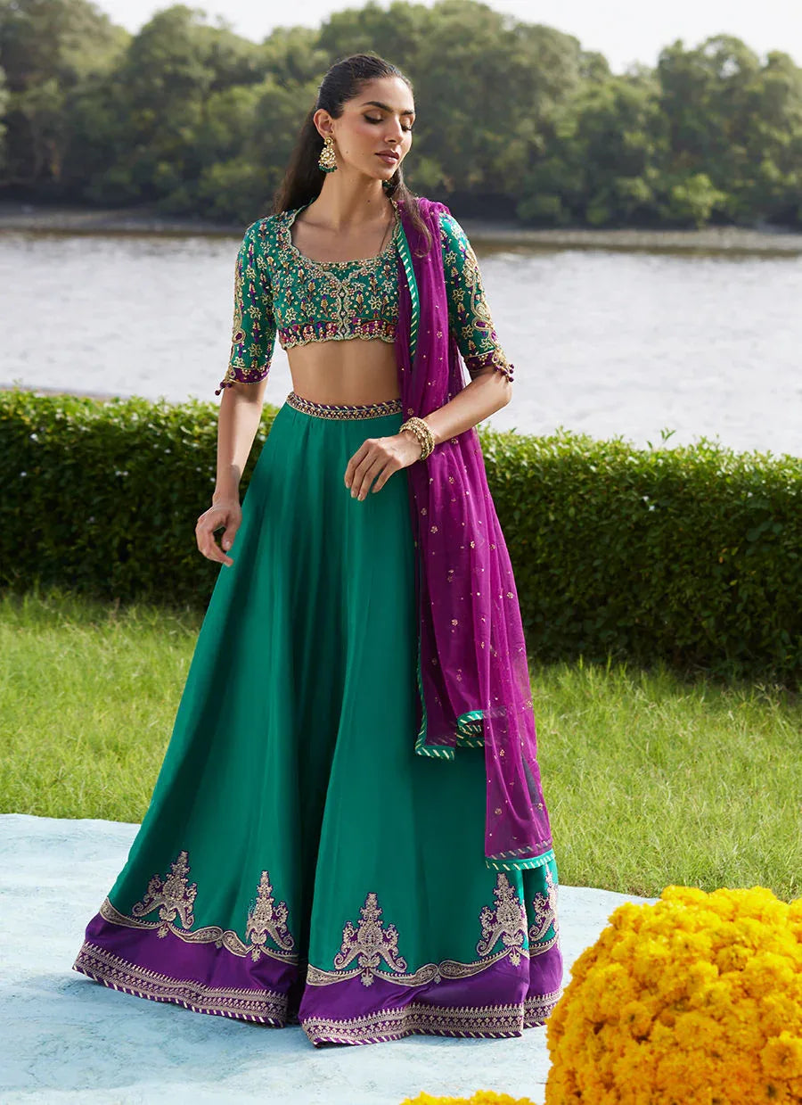 Farah Talib Aziz | Mayna Festive Luxe Pret | Amaranth Lehnga Choli - Rang-e-Khaas