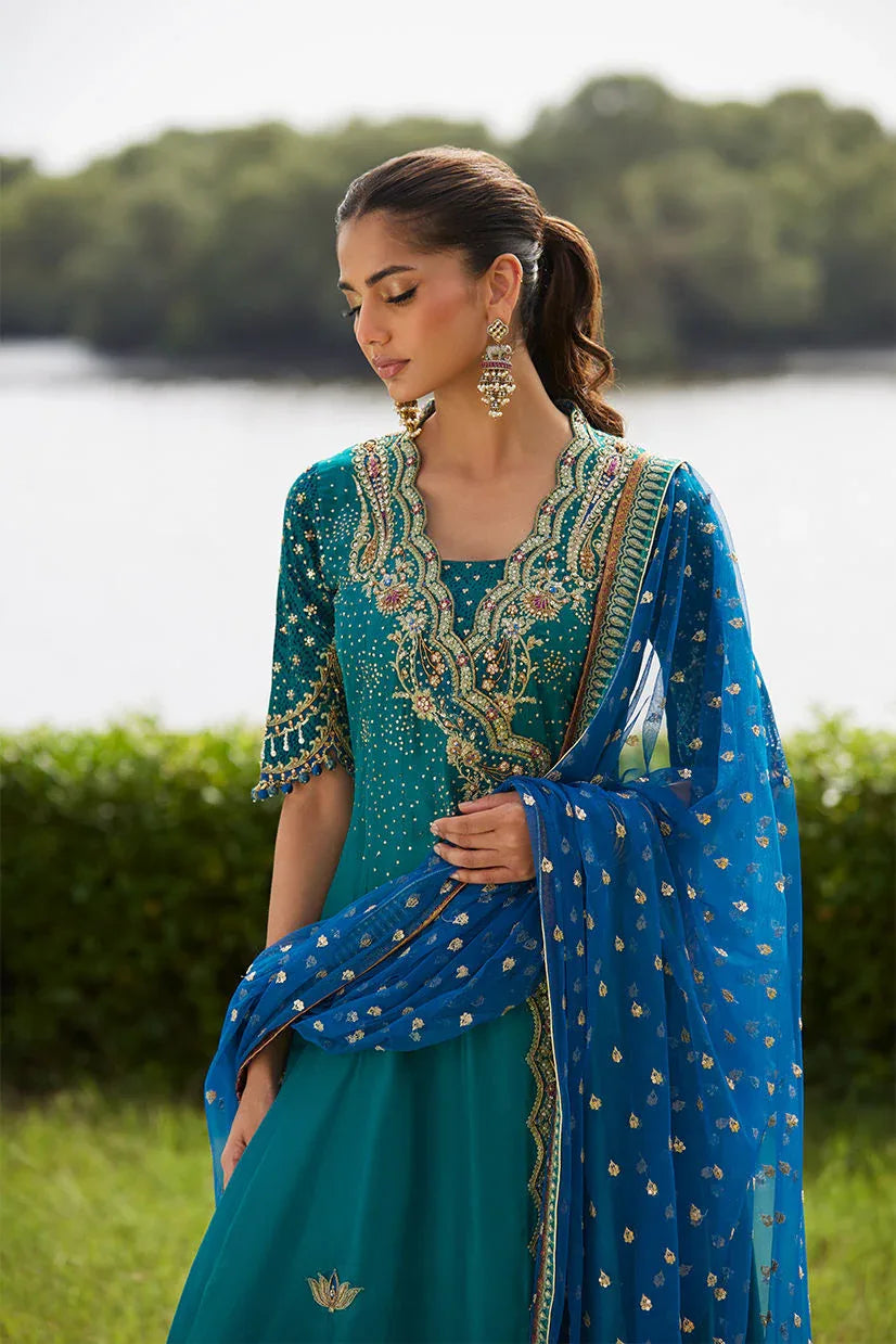 Farah Talib Aziz | Mayna Festive Luxe Pret | Empress Emerald Kalidaar And Dupatta - Rang-e-Khaas