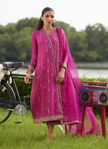 Farah Talib Aziz | Mayna Festive Luxe Pret | Mirage Magenta Shirt And Dupatta - Rang-e-Khaas