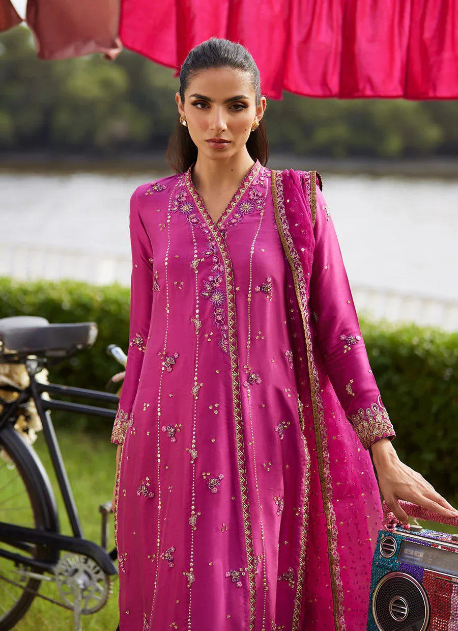 Farah Talib Aziz | Mayna Festive Luxe Pret | Mirage Magenta Shirt And Dupatta - Rang-e-Khaas