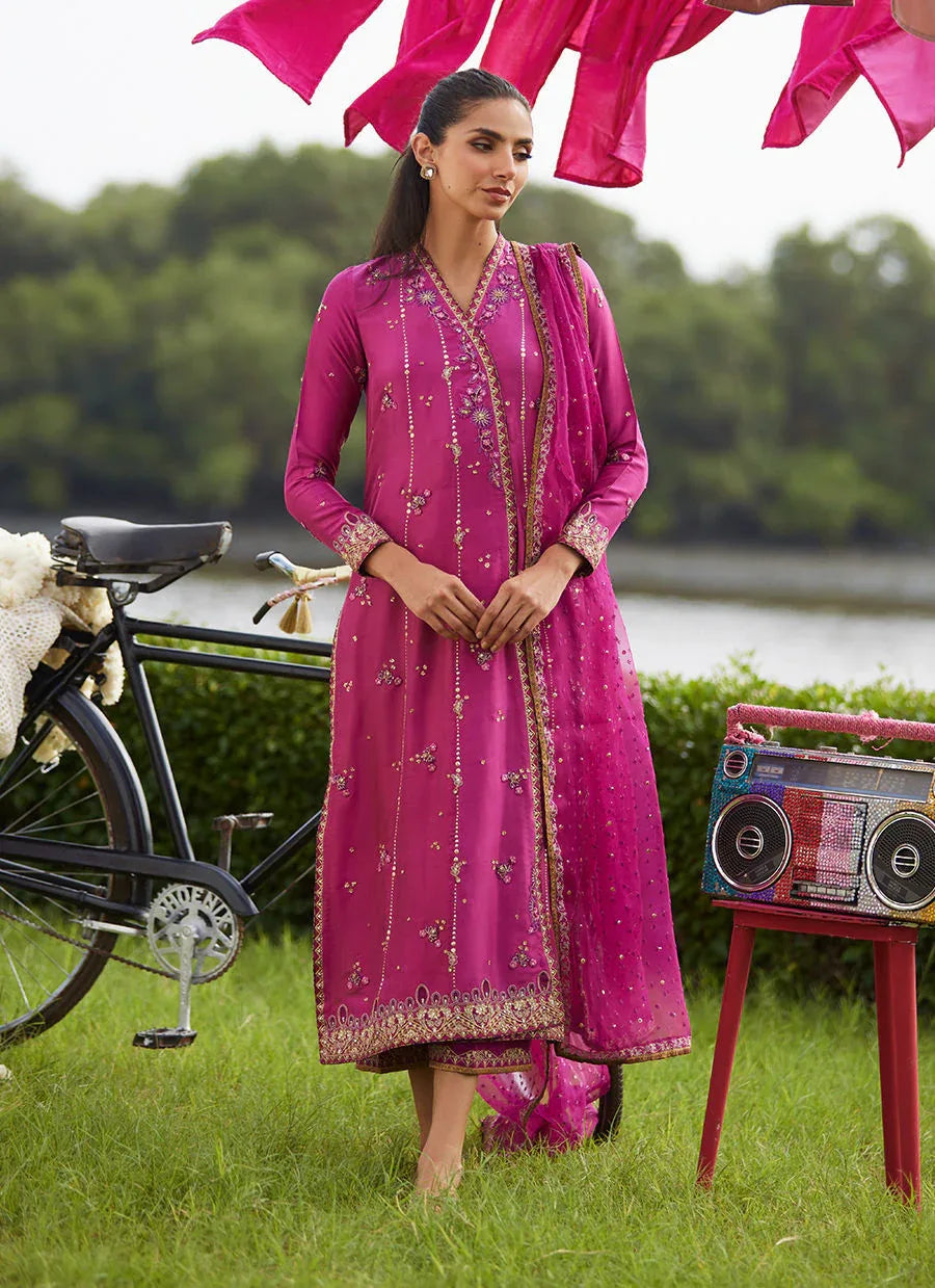 Farah Talib Aziz | Mayna Festive Luxe Pret | Mirage Magenta Shirt And Dupatta - Rang-e-Khaas