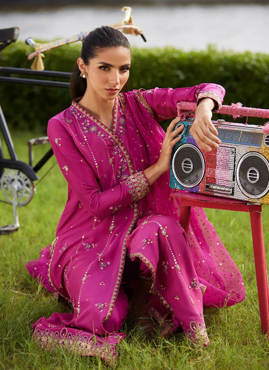 Farah Talib Aziz | Mayna Festive Luxe Pret | Mirage Magenta Shirt And Dupatta - Rang-e-Khaas
