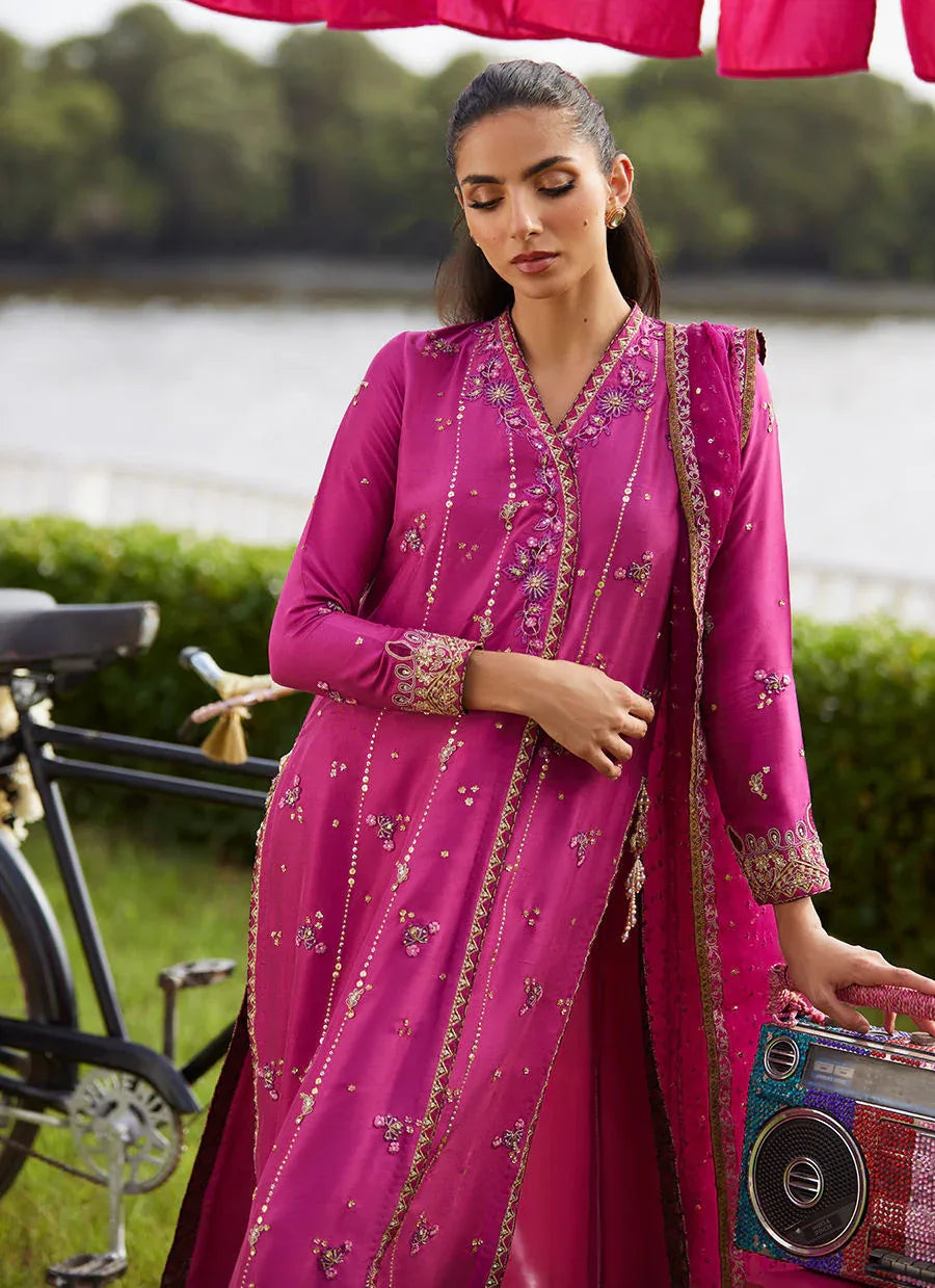 Farah Talib Aziz | Mayna Festive Luxe Pret | Mirage Magenta Shirt And Dupatta - Rang-e-Khaas