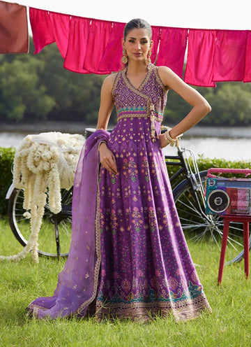 Farah Talib Aziz | Mayna Festive Luxe Pret | Aurora Aubergine Kalidaar And Dupatta - Rang-e-Khaas