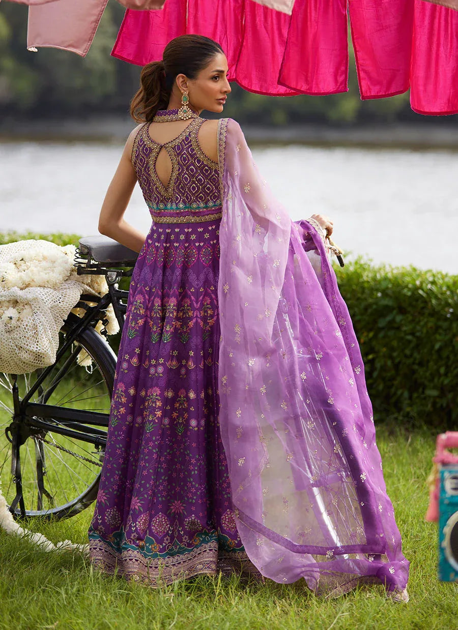 Farah Talib Aziz | Mayna Festive Luxe Pret | Aurora Aubergine Kalidaar And Dupatta - Rang-e-Khaas
