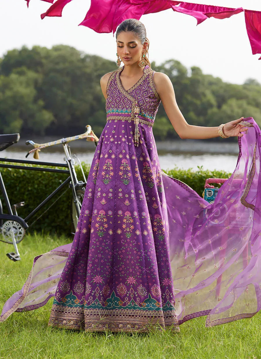 Farah Talib Aziz | Mayna Festive Luxe Pret | Aurora Aubergine Kalidaar And Dupatta - Rang-e-Khaas
