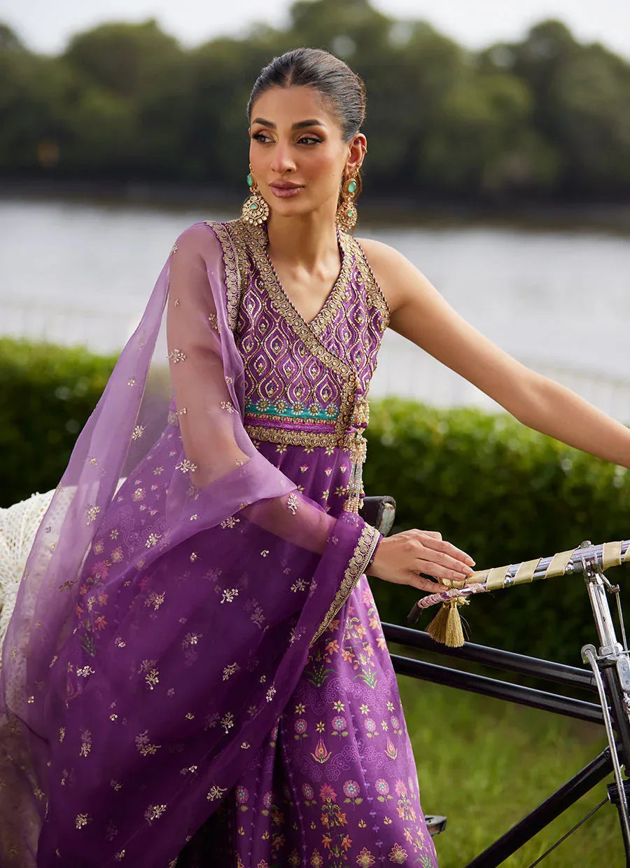 Farah Talib Aziz | Mayna Festive Luxe Pret | Aurora Aubergine Kalidaar And Dupatta - Rang-e-Khaas