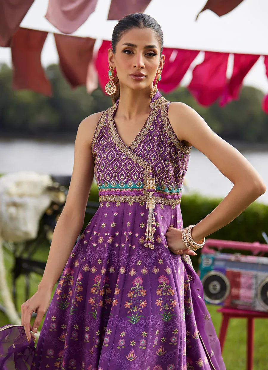 Farah Talib Aziz | Mayna Festive Luxe Pret | Aurora Aubergine Kalidaar And Dupatta - Rang-e-Khaas