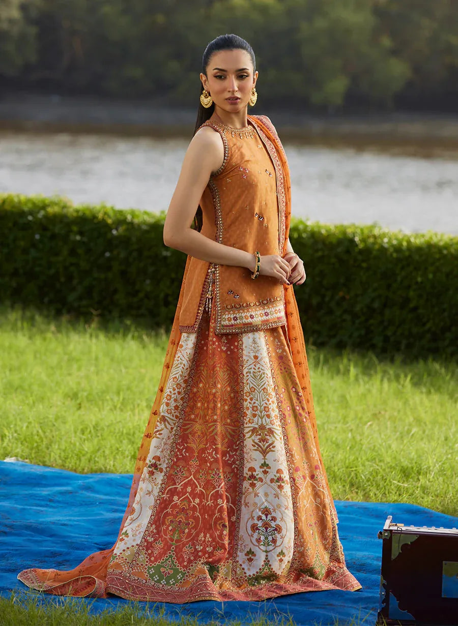 Farah Talib Aziz | Mayna Festive Luxe Pret | Sitar Saffron Shirt And Dupatta - Rang-e-Khaas