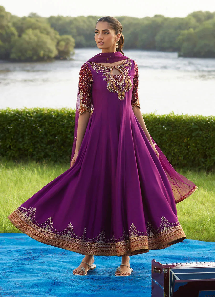 Farah Talib Aziz | Mayna Festive Luxe Pret | Pehil Purple And Dupatta Kalidaar - Rang-e-Khaas