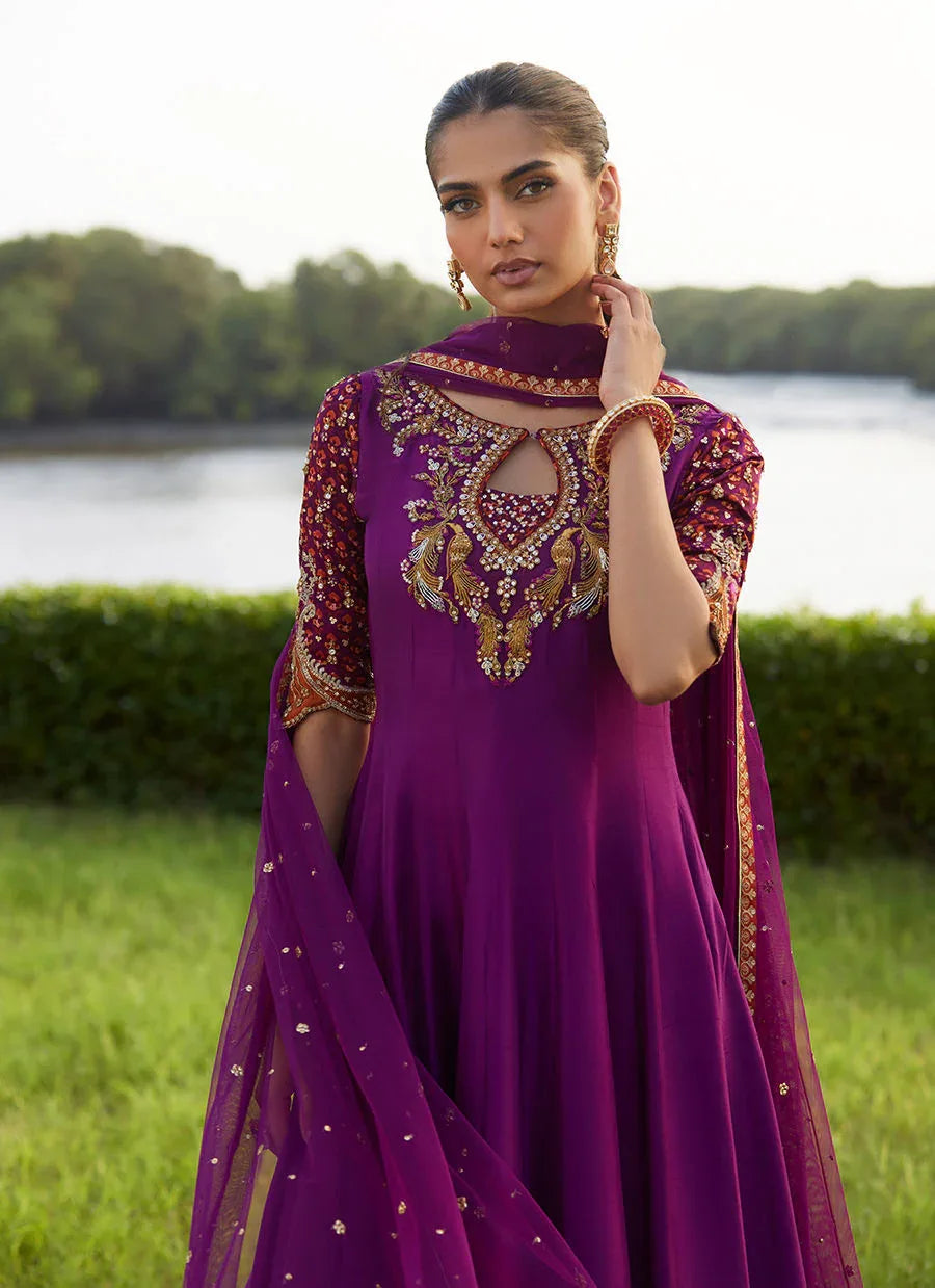 Farah Talib Aziz | Mayna Festive Luxe Pret | Pehil Purple And Dupatta Kalidaar - Rang-e-Khaas