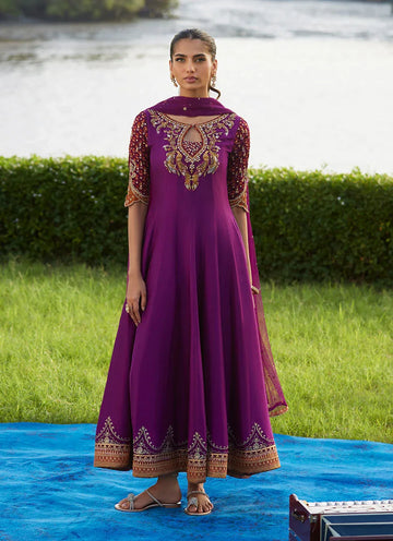 Farah Talib Aziz | Mayna Festive Luxe Pret | Pehil Purple And Dupatta Kalidaar - Rang-e-Khaas