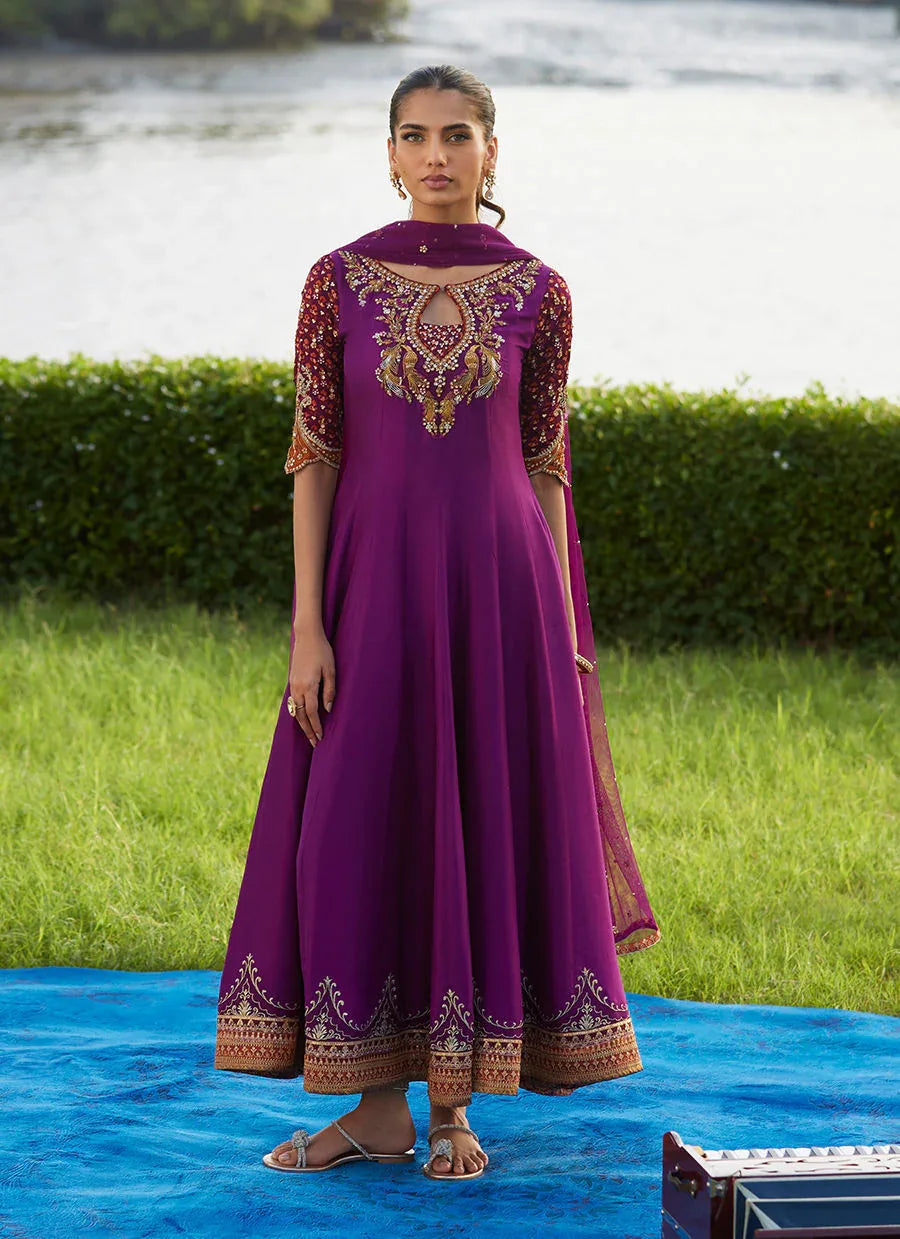 Farah Talib Aziz | Mayna Festive Luxe Pret | Pehil Purple And Dupatta Kalidaar - Rang-e-Khaas