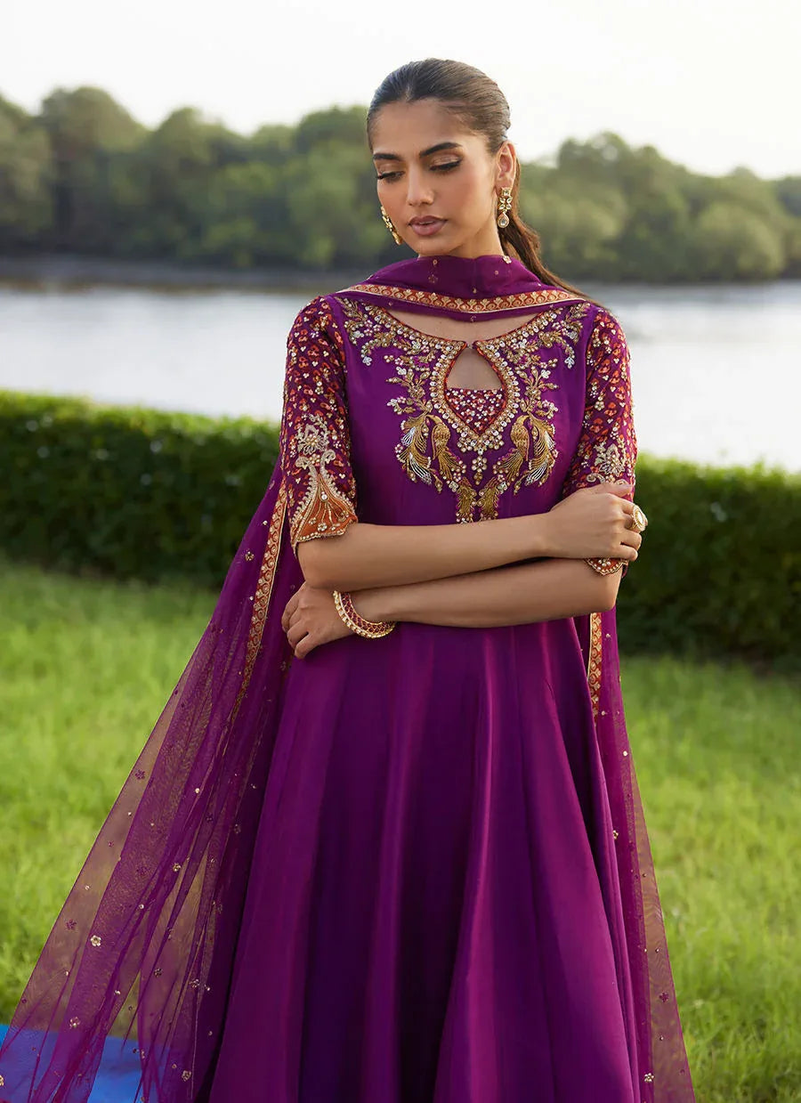 Farah Talib Aziz | Mayna Festive Luxe Pret | Pehil Purple And Dupatta Kalidaar - Rang-e-Khaas