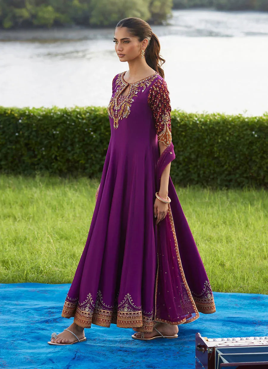 Farah Talib Aziz | Mayna Festive Luxe Pret | Pehil Purple And Dupatta Kalidaar - Rang-e-Khaas