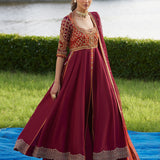 Farah Talib Aziz | Mayna Festive Luxe Pret | Anarq Crimson Kalidaar And Dupatta