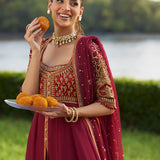 Farah Talib Aziz | Mayna Festive Luxe Pret | Anarq Crimson Kalidaar And Dupatta