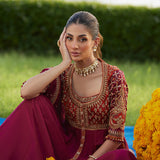 Farah Talib Aziz | Mayna Festive Luxe Pret | Anarq Crimson Kalidaar And Dupatta