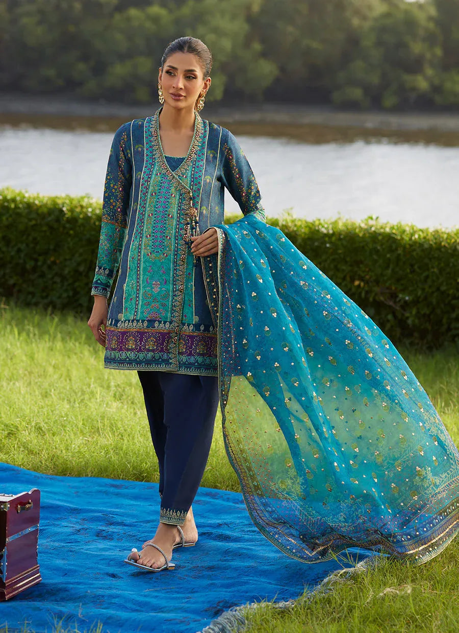 Farah Talib Aziz | Mayna Festive Luxe Pret | Azeema Angarkha And Dupatta - Rang-e-Khaas