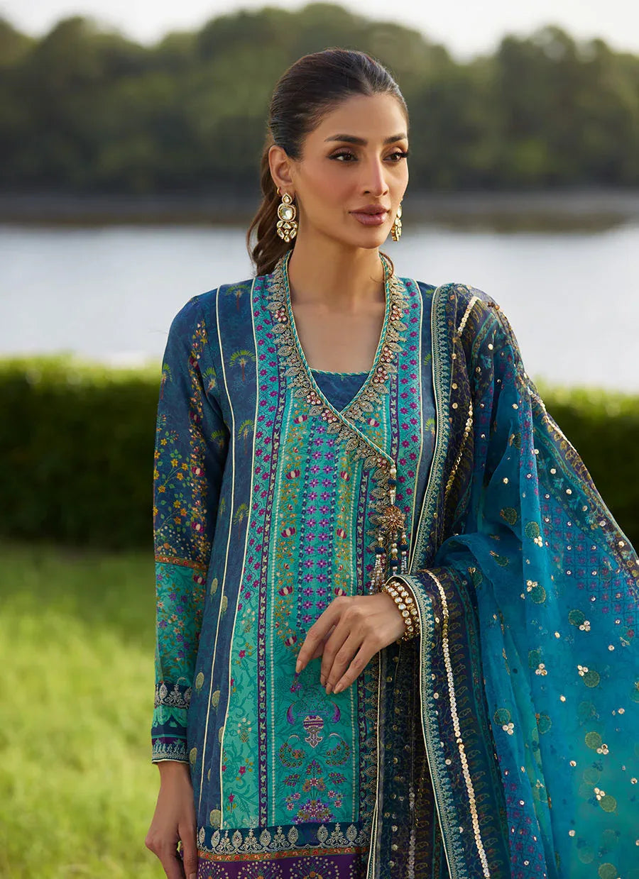 Farah Talib Aziz | Mayna Festive Luxe Pret | Azeema Angarkha And Dupatta - Rang-e-Khaas