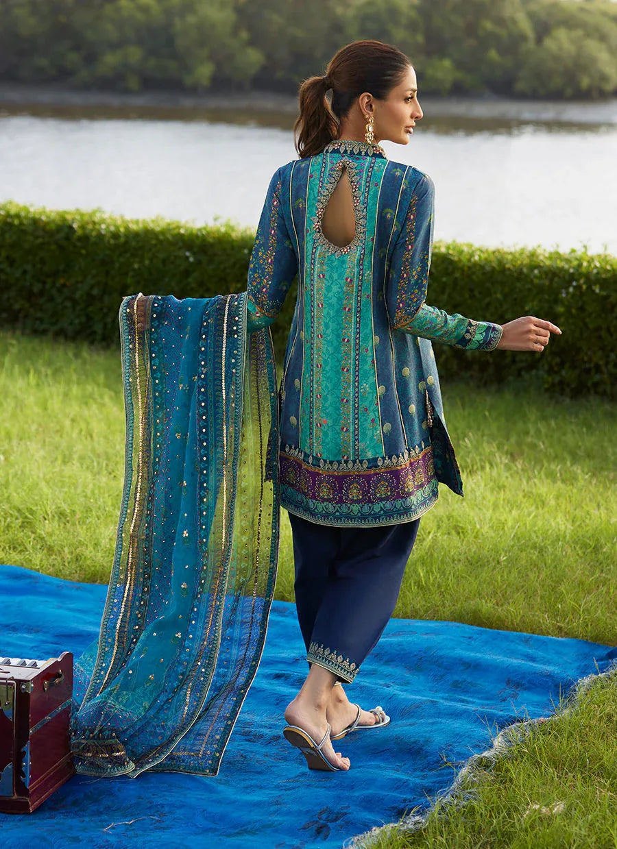 Farah Talib Aziz | Mayna Festive Luxe Pret | Azeema Angarkha And Dupatta - Rang-e-Khaas