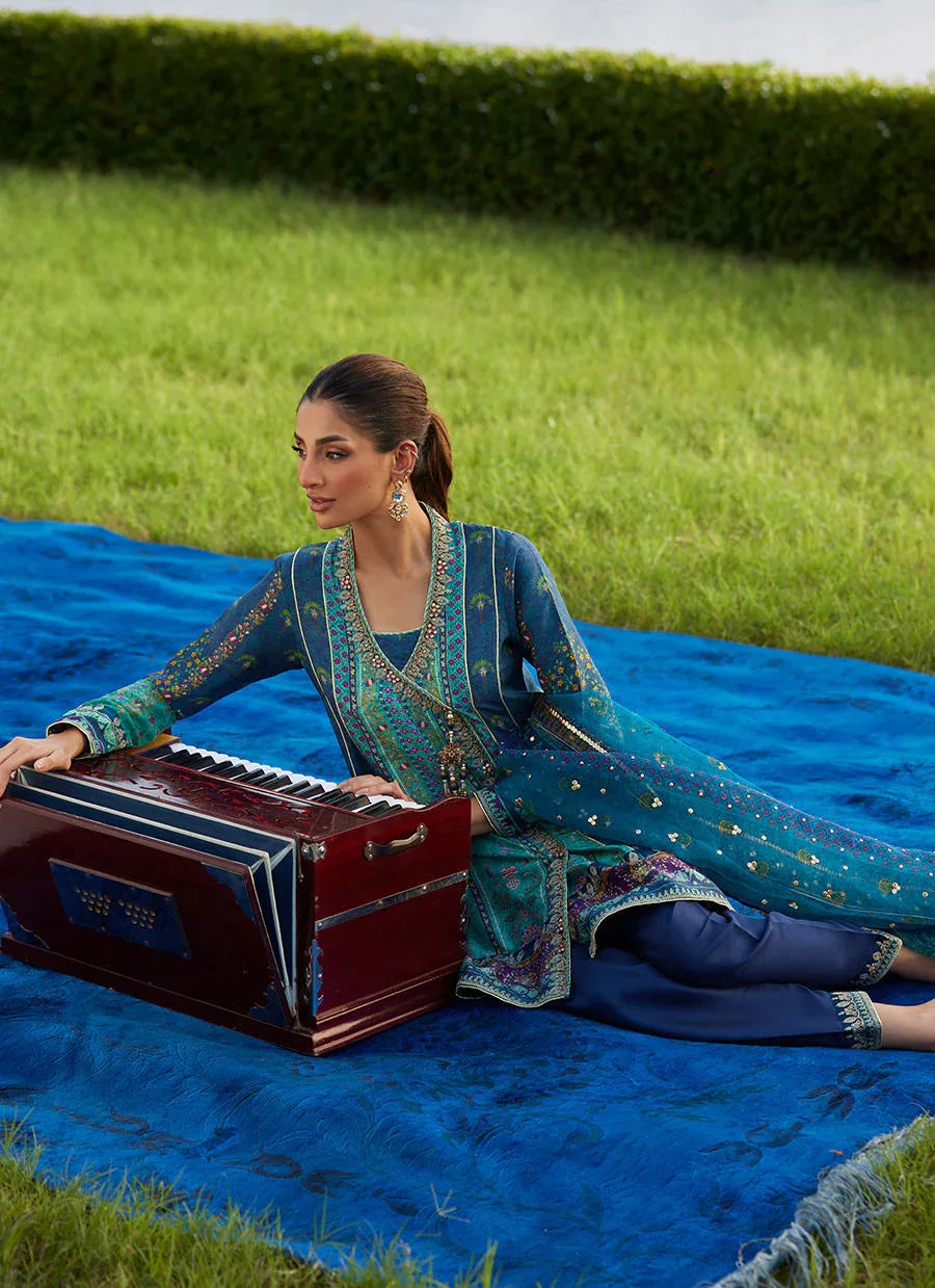 Farah Talib Aziz | Mayna Festive Luxe Pret | Azeema Angarkha And Dupatta - Rang-e-Khaas