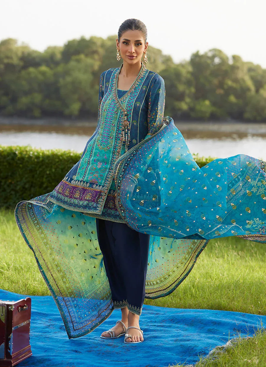 Farah Talib Aziz | Mayna Festive Luxe Pret | Azeema Angarkha And Dupatta - Rang-e-Khaas