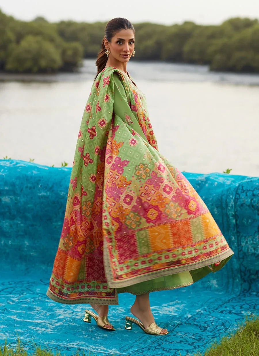 Farah Talib Aziz | Mayna Festive Luxe Pret | Elysian Sage Shirt And Dupatta - Rang-e-Khaas