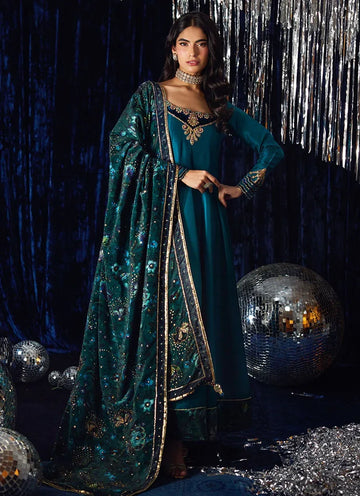 Farah Talib Aziz | Velvet Fete 4 | Amura Teal Kalidaar - Rang-e-Khaas
