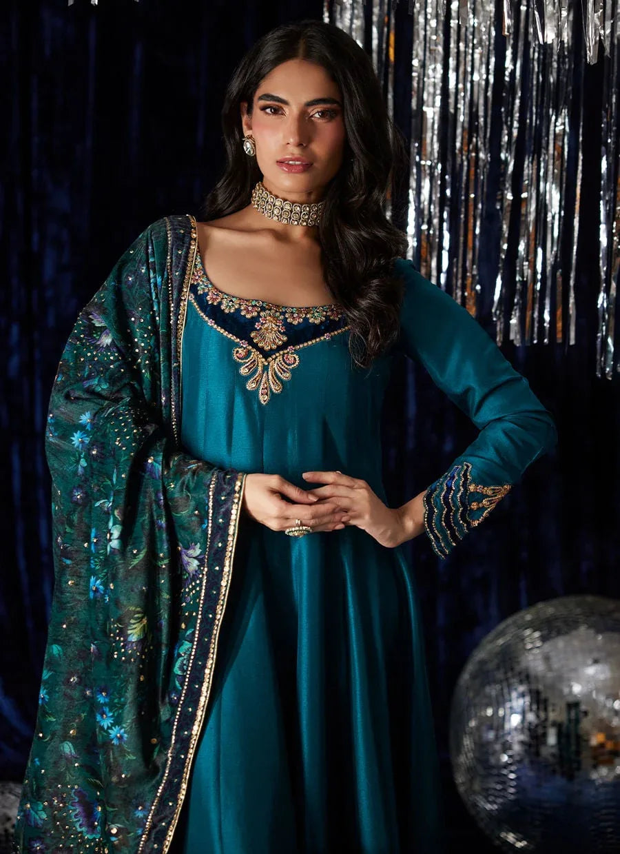 Farah Talib Aziz | Velvet Fete 4 | Amura Teal Kalidaar - Rang-e-Khaas