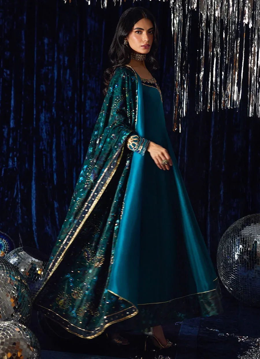 Farah Talib Aziz | Velvet Fete 4 | Amura Teal Kalidaar - Rang-e-Khaas