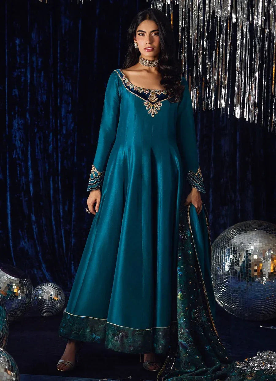 Farah Talib Aziz | Velvet Fete 4 | Amura Teal Kalidaar - Rang-e-Khaas